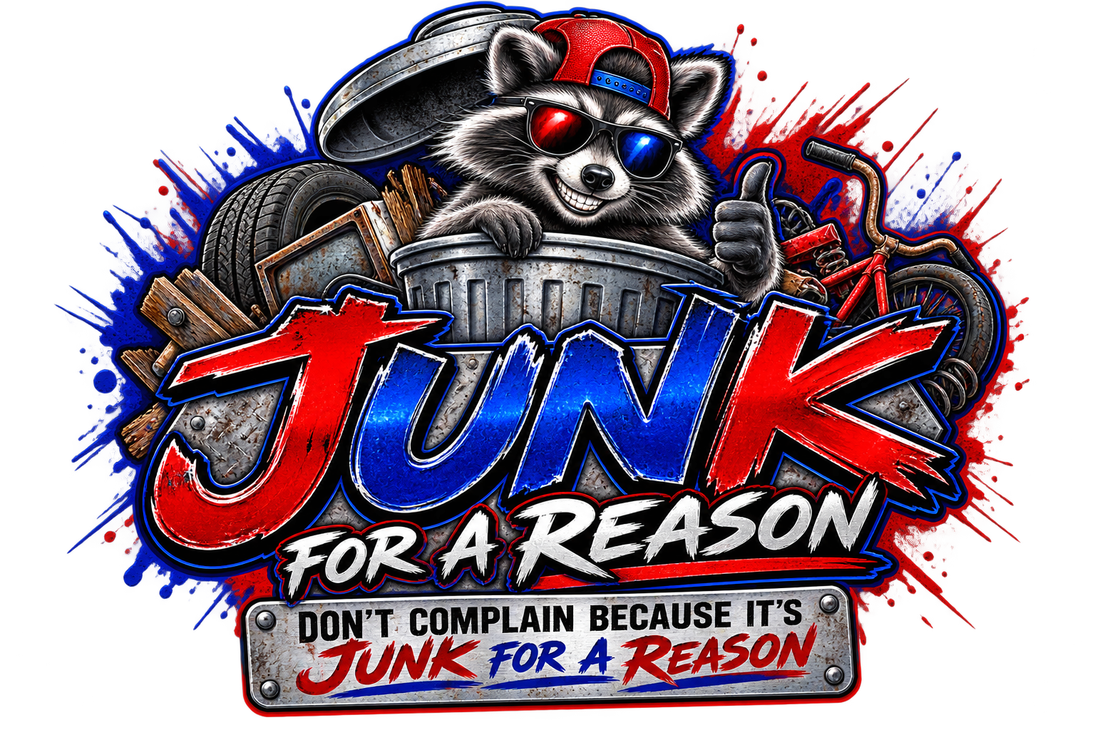 Junk for a Reason raccoon mascot